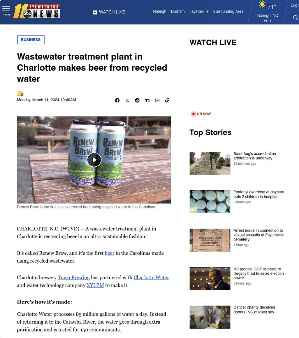 ABC 11 News - Making Beer from Recycled Water